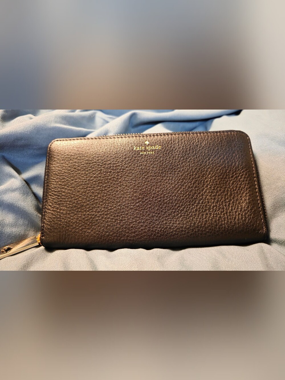 Kate Spade Lena Large Pebbled Leather Wallet - Black